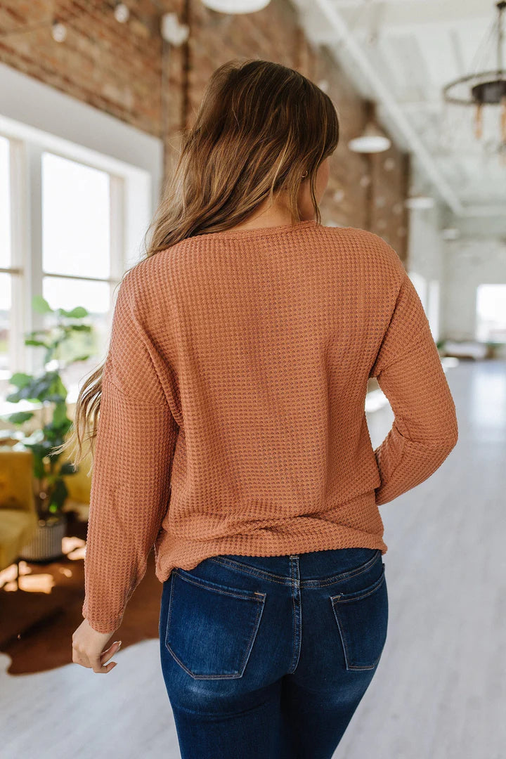 Orange Ellianna Waffle Knit Sweater