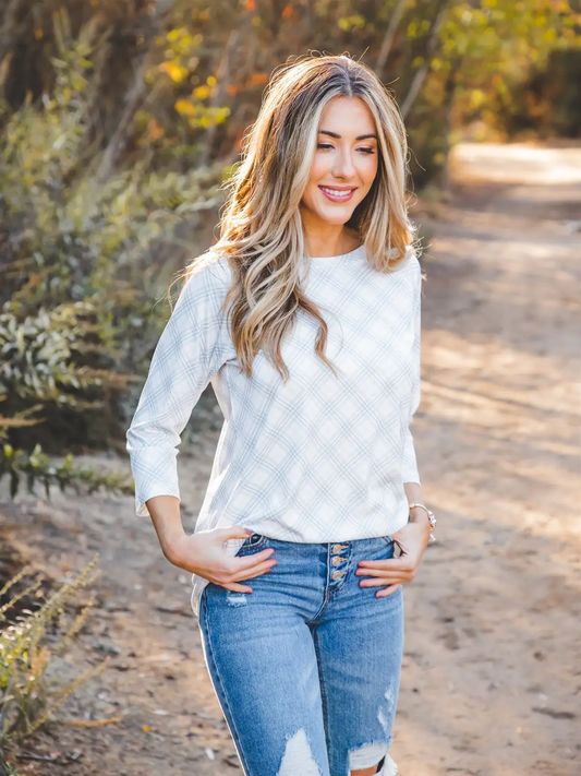 White Plaid Blouse